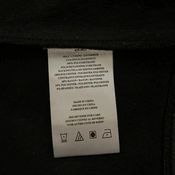 Drape Front Faux Leather Open Jacket Pockets, Size M - Picture 12 of 13